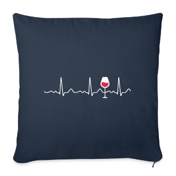 Red wine - heartbeat, pulse, heart line, ECG - Sofa pillowcase 17,3'' x 17,3'' (45 x 45 cm) - navy - Front