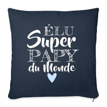 T shirt papy super papy du monde humour cadeau - Housse de coussin décorative 45 x 45 cm - bleu marine - Devant
