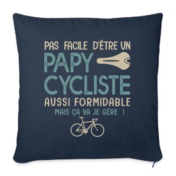 papy cycliste formidable vélo velo vélos - Housse de coussin décorative 45 x 45 cm - bleu marine - Devant
