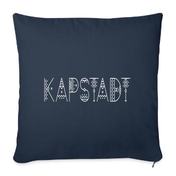 Cape Town lettrage blanc - Housse de coussin décorative 45 x 45 cm - bleu marine - Devant