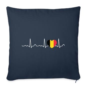 Belgium - Heartbeat, pulse, heartline, ECG - Sofa pillowcase 17,3'' x 17,3'' (45 x 45 cm) - navy - Front