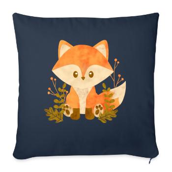 Cute fox - Sofa pillowcase 17,3'' x 17,3'' (45 x 45 cm) - navy - Front