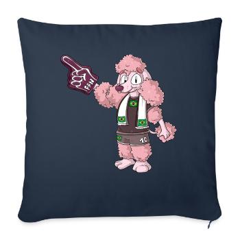 Caniche fan Brésil - Housse de coussin décorative 45 x 45 cm - bleu marine - Devant