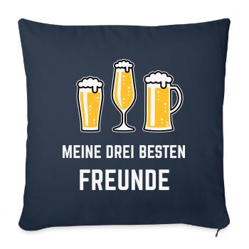 Meine Drei Besten Freunde (Bier / Biergläser / 3C) - Sofakissenbezug 45 x 45 cm - Navy - Vorne