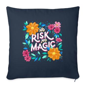 Magie et fleurs - Housse de coussin décorative 45 x 45 cm - bleu marine - Devant