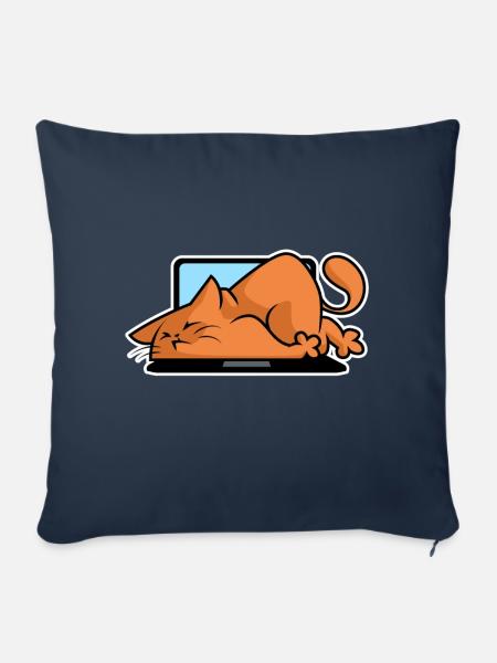 Katzen und Computer - Sofakissenbezug 45 x 45 cm - Navy