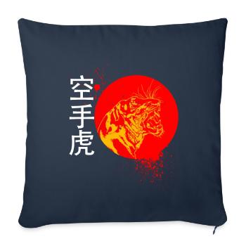 Karaté et un tigre avec des symboles japonais - Housse de coussin décorative 45 x 45 cm - bleu marine - Devant