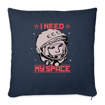 Gagarine - J'ai besoin de mon astronaute cosmonaute de l'espace - Housse de coussin décorative 45 x 45 cm - bleu marine - Devant