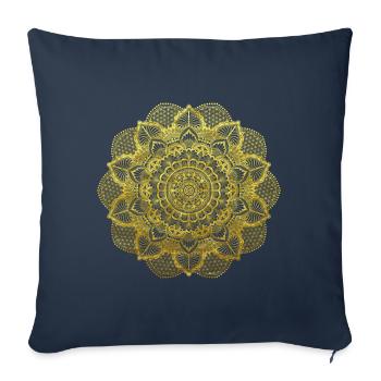 Golden Mandala Yoga Flower of Life Design - Sofa pillowcase 17,3'' x 17,3'' (45 x 45 cm) - navy - Front