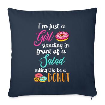 Standing In Front Of Salad Asking It To Be A Donut - Sofa pillowcase 17,3'' x 17,3'' (45 x 45 cm) - navy - Front