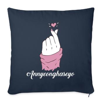 Annyeonghaseo Korean K Pop Love Heart Finger - Sofa pillowcase 17,3'' x 17,3'' (45 x 45 cm) - navy - Front