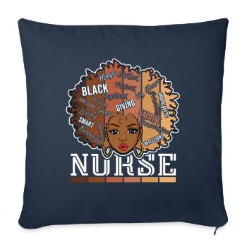Infirmière noire INFIRMIÈRE INFIRMIÈRE Infirmière Fierté noire Mois de l’histoire des Noirs - Housse de coussin décorative 45 x 45 cm - bleu marine - Devant