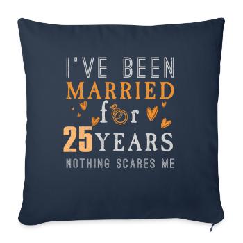 Marriage Married For 25 Years Heart Valentines Day - Sofa pillowcase 17,3'' x 17,3'' (45 x 45 cm) - navy - Front