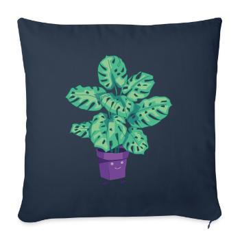 Plantes en pot Plante Monstera Dessin de dessin animé - Housse de coussin décorative 45 x 45 cm - bleu marine - Devant