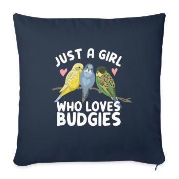 juste une fille qui aime les perruches perruches perruches dire - Housse de coussin décorative 45 x 45 cm - bleu marine - Devant