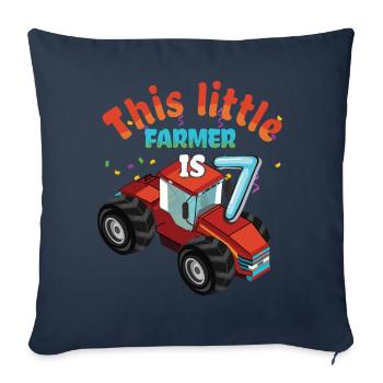 Naissance Né Age 7 ans Petit tracteur fermier - Housse de coussin décorative 45 x 45 cm - bleu marine - Devant