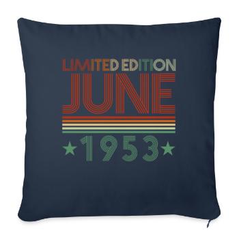 69e anniversaire Juin né 1953 Idée cadeau - Housse de coussin décorative 45 x 45 cm - bleu marine - Devant