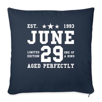 29ème anniversaire Juin né 1993 Idée cadeau - Housse de coussin décorative 45 x 45 cm - bleu marine - Devant
