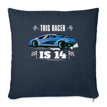 Birth Born Age 14 Years Old Fast Driver Racer Car - Sofa pillowcase 17,3'' x 17,3'' (45 x 45 cm) - navy - Front