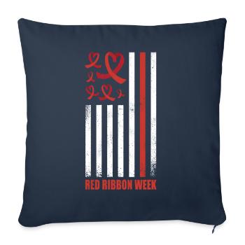 Red Flag Ribbon Heart Week Red Awareness - Sofa pillowcase 17,3'' x 17,3'' (45 x 45 cm) - navy - Front