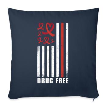 Red Flag Ribbon Heart Week Pill Red Awareness - Sofa pillowcase 17,3'' x 17,3'' (45 x 45 cm) - navy - Front