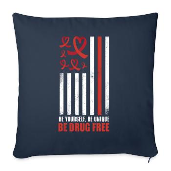 Red Flag Ribbon Heart Week In October Unique Red - Sofa pillowcase 17,3'' x 17,3'' (45 x 45 cm) - navy - Front
