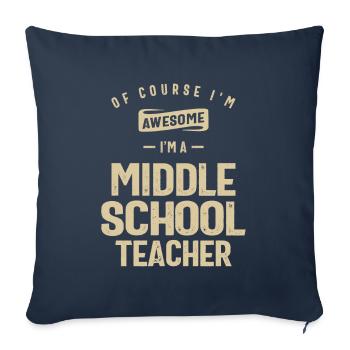 Génial, je suis un professeur de collège drôle de travail - Housse de coussin décorative 45 x 45 cm - bleu marine - Devant