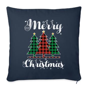 Éléments de Noël Joyeux décembre Plaid Noël - Housse de coussin décorative 45 x 45 cm - bleu marine - Devant