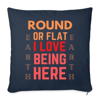Drôle de citation Terre plate - Housse de coussin décorative 45 x 45 cm - bleu marine - Devant