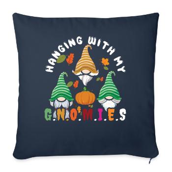 Citrouille avec gnome Automne Thanksgiving Saison Automne - Housse de coussin décorative 45 x 45 cm - bleu marine - Devant