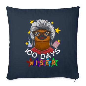 Étudiant 100e jour plus sage 100 jours d’école - Housse de coussin décorative 45 x 45 cm - bleu marine - Devant