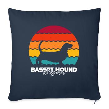 Basset Hound - Housse de coussin décorative 45 x 45 cm - bleu marine - Devant