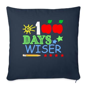 Crayon 100e jour plus sage 100 jours d’école - Housse de coussin décorative 45 x 45 cm - bleu marine - Devant