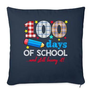 Plaid 100e jour toujours aimant 100 jours d’école - Housse de coussin décorative 45 x 45 cm - bleu marine - Devant
