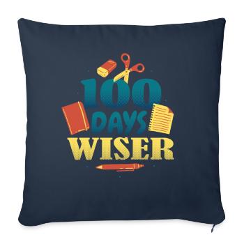 Livres Stylo 100e jour plus sage 100 jours d’école - Housse de coussin décorative 45 x 45 cm - bleu marine - Devant