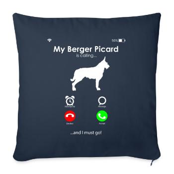 Berger de Picardie - Berger Picard - Housse de coussin décorative 45 x 45 cm - bleu marine - Devant
