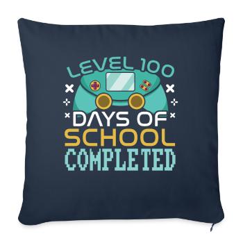 Niveau 100e jour terminé Jeu 100 jours d’école - Housse de coussin décorative 45 x 45 cm - bleu marine - Devant