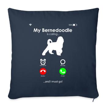 Bernedoodle Chien - Housse de coussin décorative 45 x 45 cm - bleu marine - Devant