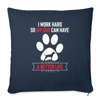 Coonhound noir et beige - Housse de coussin décorative 45 x 45 cm - bleu marine - Devant