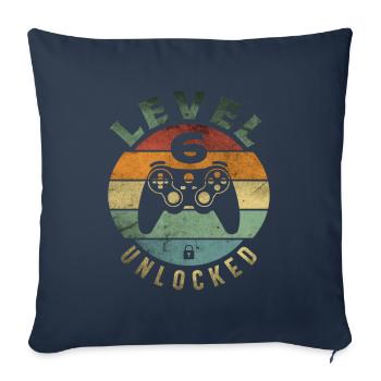 Level 6 Unlocked Funny Video Gamer 6th Birthday - Sofa pillowcase 17,3'' x 17,3'' (45 x 45 cm) - navy - Front