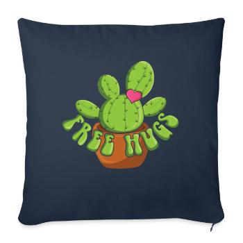Hug Cactus Funny Farmer Garden Hobby Gardener - Sofa pillowcase 17,3'' x 17,3'' (45 x 45 cm) - navy - Front