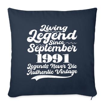 Il était une fois une légende. Septembre 1991 Naissance - Housse de coussin décorative 45 x 45 cm - bleu marine - Devant