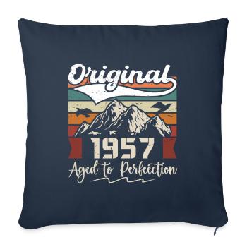1957 - Cadeau né en 1957 - Housse de coussin décorative 45 x 45 cm - bleu marine - Devant