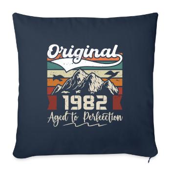 1982 - Cadeau né en 1982 - Housse de coussin décorative 45 x 45 cm - bleu marine - Devant
