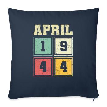 79ème anniversaire Avril Millésime 1944 Millésime - Housse de coussin décorative 45 x 45 cm - bleu marine - Devant