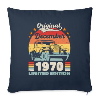 Décembre 1970 Cadeau d’anniversaire Décembre 1970 - Housse de coussin décorative 45 x 45 cm - bleu marine - Devant