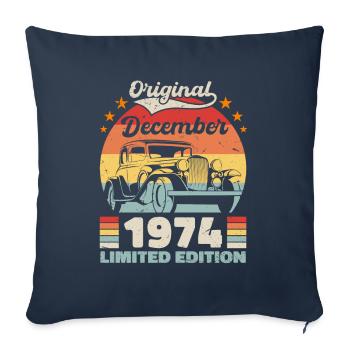 Décembre 1974 Cadeau d’anniversaire Décembre 1974 - Housse de coussin décorative 45 x 45 cm - bleu marine - Devant