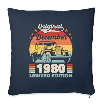 Décembre 1980 Cadeau d’anniversaire Décembre 1980 - Housse de coussin décorative 45 x 45 cm - bleu marine - Devant