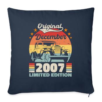 Décembre 2007 Cadeau d’anniversaire Décembre 2007 - Housse de coussin décorative 45 x 45 cm - bleu marine - Devant