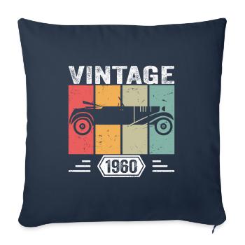 Classique depuis 1960, cadeau d’anniversaire de voiture ancienne 1960 - Housse de coussin décorative 45 x 45 cm - bleu marine - Devant